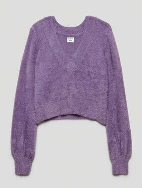 ARITZIA Sunday Best Kitten V-Neck Sweater Size Large Purple Color Super Soft